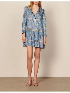 Printed Silk Dress Loose Fit